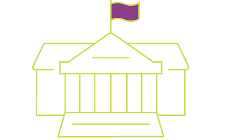 Illustration of a government building, to represent data governance within a data neighborhood.